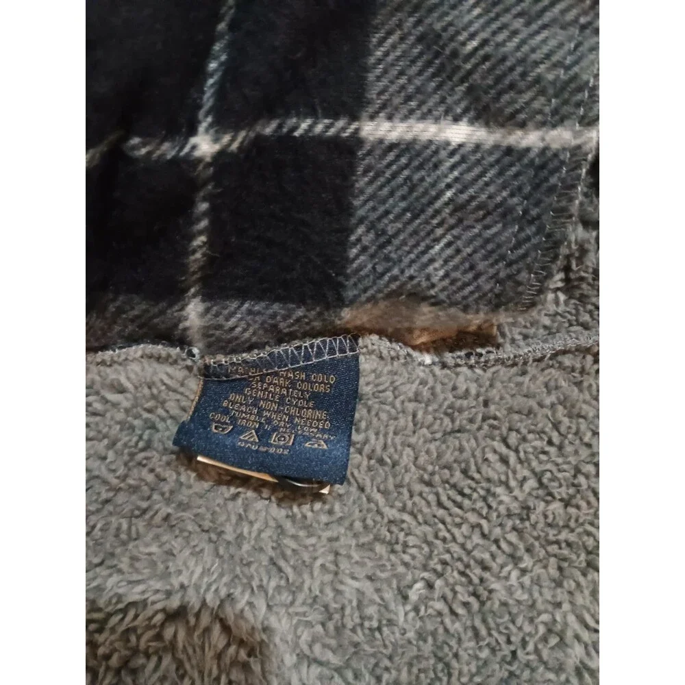 Freedom Foundry Men’s Fleece Lined Flannel Plaid Shirt Jacket Gray Blk S/P